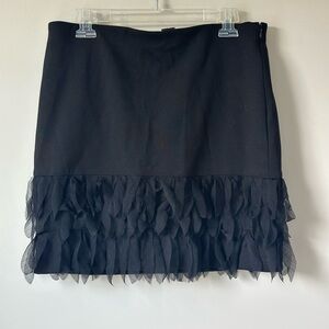 NWT- Ann Taylor Black Pencil Skirt with Sheer Lace Petal Fringe - Size 10P